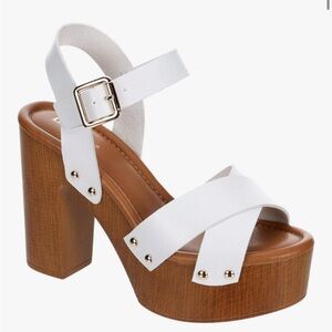 Limelight April Apple - Women's Faux Wooden High Heeled Platform Dress Sandals